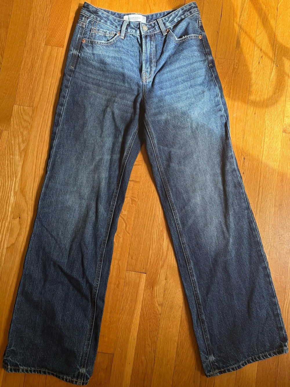 stradivarius Dark Blue Wide-Leg High-Rise Jeans size 6 - Picture 2 of 5
